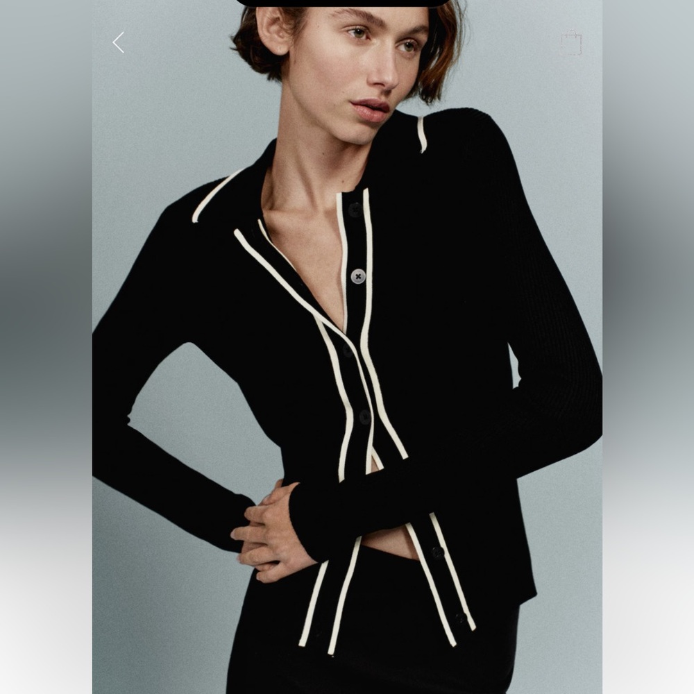 NWOT MANGO Contrast Trim Cardigan